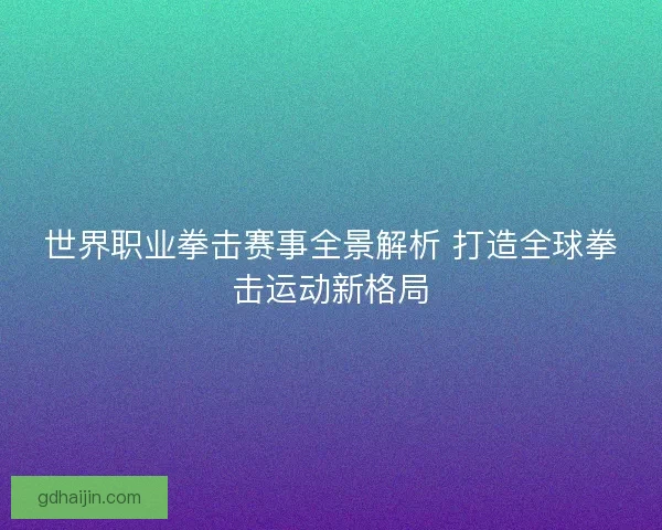 世界职业拳击赛事全景解析 打造全球拳击运动新格局